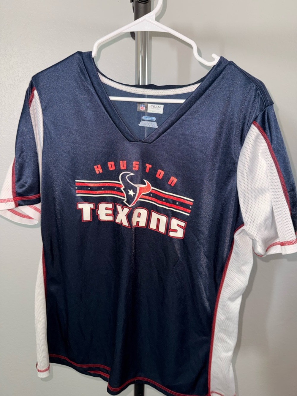 NFL Houston Texans Navy, White & Red Women's Jersey Top